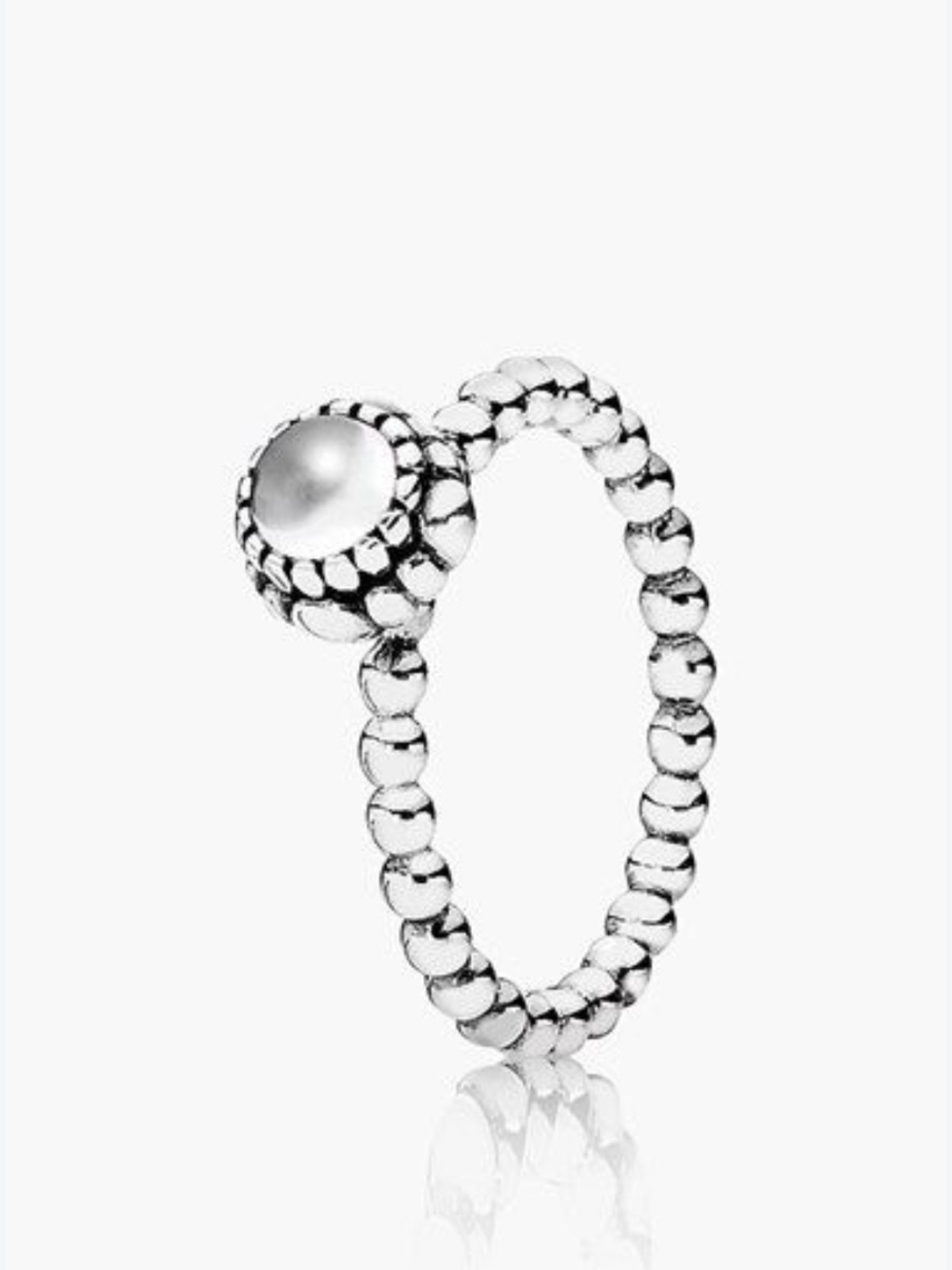 Pandora Silver Beaded Ring with White Pearl